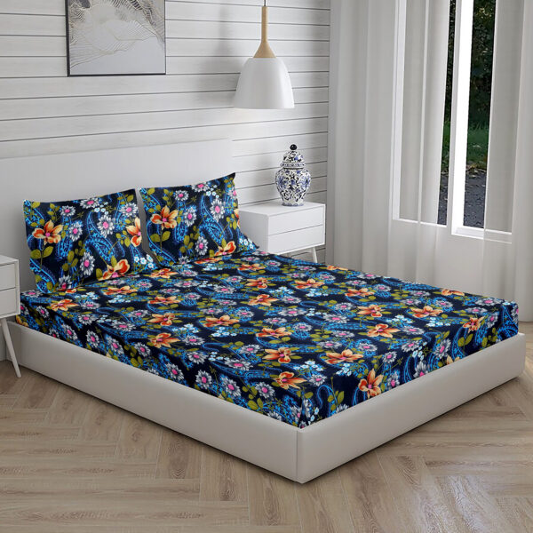 Home Stuff Star Printed Microfiber Bedsheet for Double Bed with 2 Pillow Cover (BEDSHEET – 90 X 90 INCH) (Pillow Cover – 18 X 28 INCH)