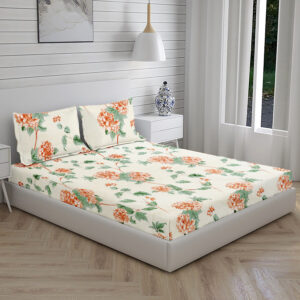 Home Stuff Since 1994 | 100% Cotton Moon BEDSHEET | 210 TC Printed Size Bedsheet for Double Bed with 2 Pillow Cover (Bed Sheet - 90 x 100 Inch) (Pillow Cover - 17 X 27 Inch) (Color - GREEN LEAF)