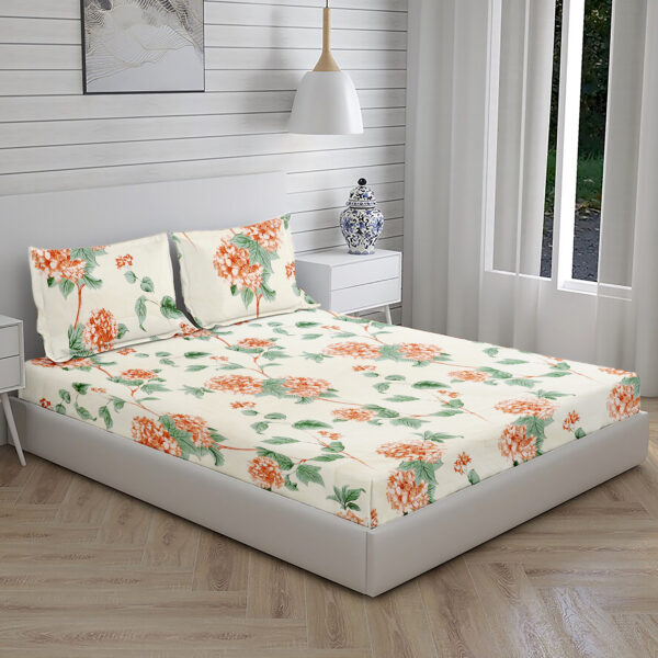 Home Stuff Since 1994 | 100% Cotton Moon BEDSHEET | 210 TC Printed Size Bedsheet for Double Bed with 2 Pillow Cover (Bed Sheet - 90 x 100 Inch) (Pillow Cover - 17 X 27 Inch) (Color - GREEN LEAF)