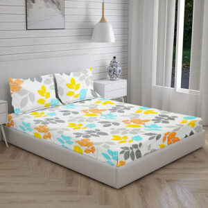 Home Stuff Since 1994 | 100% Cotton Moon BEDSHEET | 210 TC Printed Size Bedsheet for Double Bed with 2 Pillow Cover (Bed Sheet - 90 x 100 Inch) (Pillow Cover - 17 X 27 Inch) (Color - GREEN FLOWER)
