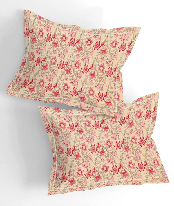 Home Stuff Since 1994 | 100% Cotton Moon BEDSHEET | 210 TC Printed Size Bedsheet for Double Bed with 2 Pillow Cover (Bed Sheet - 90 x 100 Inch) (Pillow Cover - 17 X 27 Inch) (Color - RED Flower) - Image 4