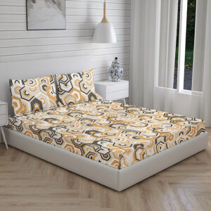 Home Stuff Since 1994 | 100% Cotton Moon BEDSHEET | 210 TC Printed Size Bedsheet for Double Bed with 2 Pillow Cover (Bed Sheet - 90 x 100 Inch) (Pillow Cover - 17 X 27 Inch) (Color - COFFEE)
