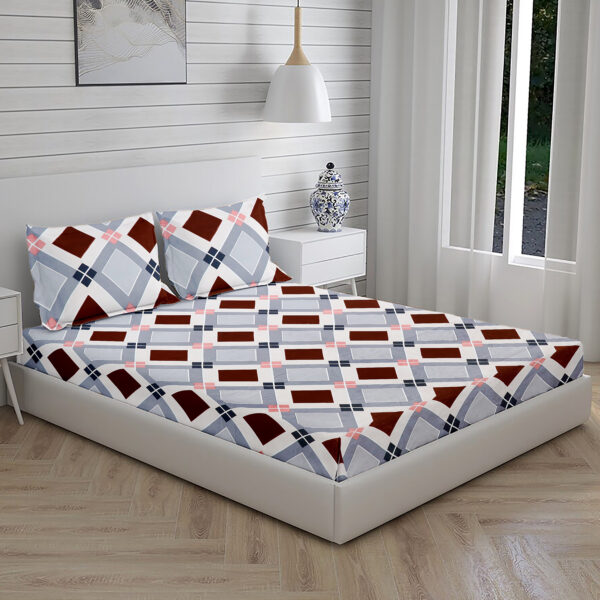 Home Stuff Since 1994 | 100% Cotton Moon BEDSHEET | 210 TC Printed Size Bedsheet for Double Bed with 2 Pillow Cover (Bed Sheet - 90 x 100 Inch) (Pillow Cover - 17 X 27 Inch) (Color - Grey)