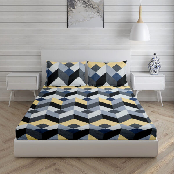 Home Stuff Since 1994 | 100% Cotton Moon BEDSHEET | 210 TC Printed Size Bedsheet for Double Bed with 2 Pillow Cover (Bed Sheet - 90 x 100 Inch) (Pillow Cover - 17 X 27 Inch) (Color - Black Zig zag) - Image 3