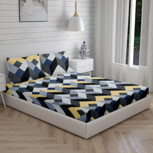 Home Stuff Since 1994 | 100% Cotton Moon BEDSHEET | 210 TC Printed Size Bedsheet for Double Bed with 2 Pillow Cover (Bed Sheet - 90 x 100 Inch) (Pillow Cover - 17 X 27 Inch) (Color - Black Zig zag)