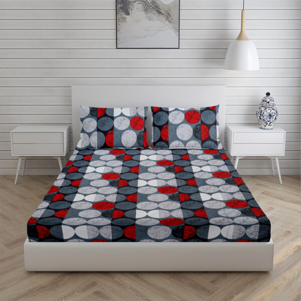 Home Stuff Since 1994 | 100% Cloud Cotton | 220 TC Premium Printed King Size Bedsheet for Double Bed with 2 Pillow Cover (Bed Sheet - 108 x 108 Inch) (Pillow Cover - 17 X 27 Inch) (Color - SILVER) - Image 3