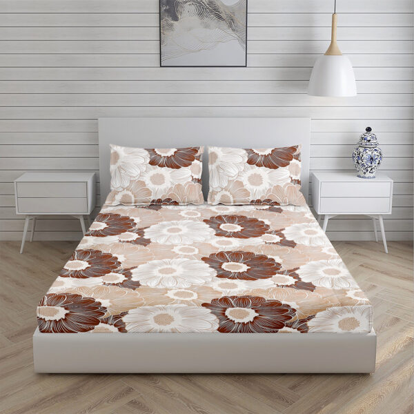 Home Stuff Since 1994 | 100% Cotton Moon BEDSHEET | 210 TC Printed Size Bedsheet for Double Bed with 2 Pillow Cover (Bed Sheet - 90 x 100 Inch) (Pillow Cover - 17 X 27 Inch) (Color - SILVER FLOWER) - Image 3