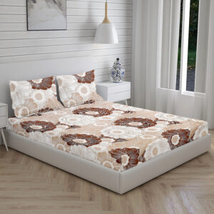 Home Stuff Since 1994 | 100% Cotton Moon BEDSHEET | 210 TC Printed Size Bedsheet for Double Bed with 2 Pillow Cover (Bed Sheet - 90 x 100 Inch) (Pillow Cover - 17 X 27 Inch) (Color - SILVER FLOWER)
