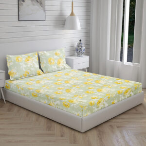 Home Stuff Since 1994 | 100% Cotton Moon BEDSHEET | 210 TC Printed Size Bedsheet for Double Bed with 2 Pillow Cover (Bed Sheet - 90 x 100 Inch) (Pillow Cover - 17 X 27 Inch) (Color - ORANGE ROSE)