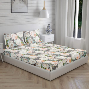 Home Stuff Since 1994 | 100% Cotton Moon BEDSHEET | 210 TC Printed Size Bedsheet for Double Bed with 2 Pillow Cover (Bed Sheet - 90 x 100 Inch) (Pillow Cover - 17 X 27 Inch) (Color - Sky Floral)