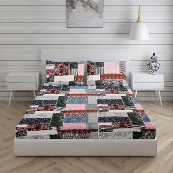Home Stuff Since 1994 | 100% Cotton Moon BEDSHEET | 210 TC Printed Size Bedsheet for Double Bed with 2 Pillow Cover (Bed Sheet - 90 x 100 Inch) (Pillow Cover - 17 X 27 Inch) (Color - MULTI BOX) - Image 3