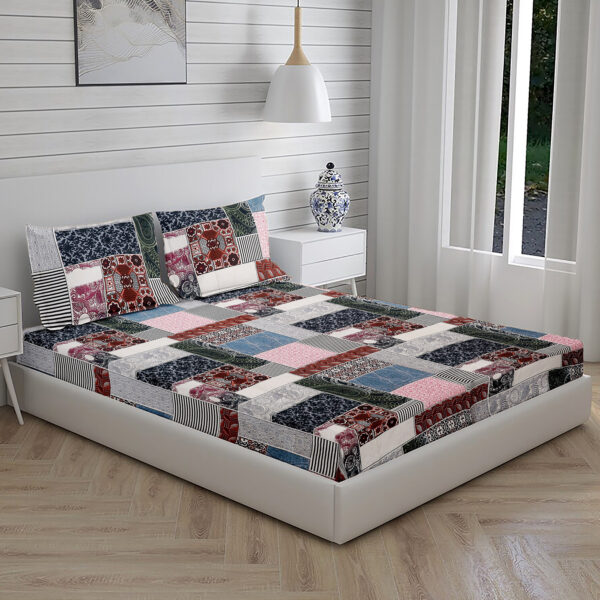 Home Stuff Since 1994 | 100% Cotton Moon BEDSHEET | 210 TC Printed Size Bedsheet for Double Bed with 2 Pillow Cover (Bed Sheet - 90 x 100 Inch) (Pillow Cover - 17 X 27 Inch) (Color - MULTI BOX)