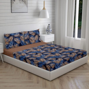 Home Stuff Since 1994 | 100% Cloud Cotton | 220 TC Premium Printed king size Bedsheet for Double Bed with 2 Pillow Cover (Bed Sheet - 108 x 108 Inch) (Pillow Cover - 17 X 27 Inch) (Color - blue)