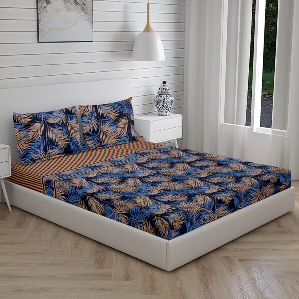 Home Stuff Since 1994 | 100% Cloud Cotton | 220 TC Premium Printed king size Bedsheet for Double Bed with 2 Pillow Cover (Bed Sheet - 108 x 108 Inch) (Pillow Cover - 17 X 27 Inch) (Color - blue)