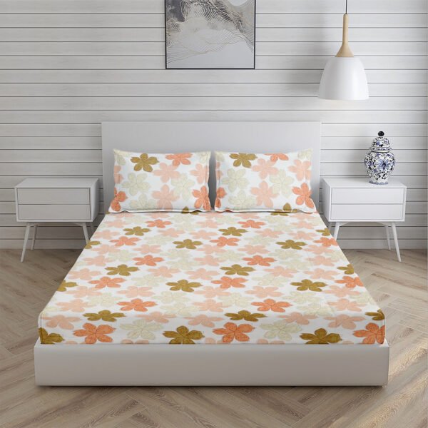 Home Stuff Since 1994 | 100% Cotton Moon BEDSHEET | 210 TC Printed Size Bedsheet for Double Bed with 2 Pillow Cover (Bed Sheet - 90 x 100 Inch) (Pillow Cover - 17 X 27 Inch) (Color - GREEN FLOWER) - Image 3