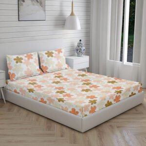 Home Stuff Since 1994 | 100% Cotton Moon BEDSHEET | 210 TC Printed Size Bedsheet for Double Bed with 2 Pillow Cover (Bed Sheet - 90 x 100 Inch) (Pillow Cover - 17 X 27 Inch) (Color - GREEN FLOWER)