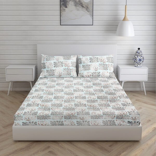 Home Stuff Since 1994 | 100% Cloud Cotton | 220 TC Premium Printed King Size Bedsheet for Double Bed with 2 Pillow Cover (Bed Sheet - 108 x 108 Inch) (Pillow Cover - 17 X 27 Inch) (Color - SKY) - Image 3