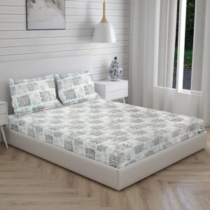 Home Stuff Since 1994 | 100% Cloud Cotton | 220 TC Premium Printed King Size Bedsheet for Double Bed with 2 Pillow Cover (Bed Sheet - 108 x 108 Inch) (Pillow Cover - 17 X 27 Inch) (Color - SKY)