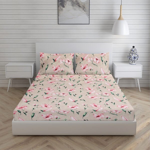 Home Stuff Since 1994 | 100% Cloud Cotton | 220 TC Premium Printed King Size Bedsheet for Double Bed with 2 Pillow Cover (Bed Sheet - 108 x 108 Inch) (Pillow Cover - 17 X 27 Inch) (Color - BROWN) - Image 2