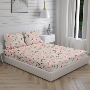 Home Stuff Since 1994 | 100% Cloud Cotton | 220 TC Premium Printed King Size Bedsheet for Double Bed with 2 Pillow Cover (Bed Sheet - 108 x 108 Inch) (Pillow Cover - 17 X 27 Inch) (Color - BROWN)