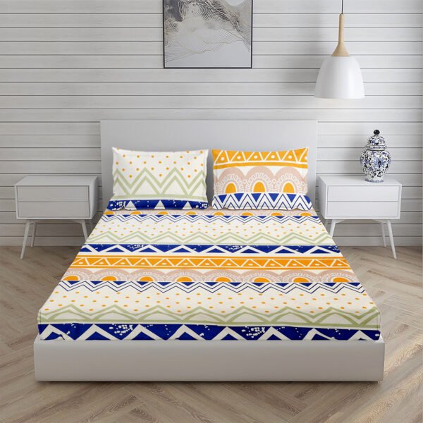 Home Stuff Since 1994 | 100% Cloud Cotton | 220 TC Premium Printed King Size Bedsheet for Double Bed with 2 Pillow Cover (Bed Sheet - 108 x 108 Inch) (Pillow Cover - 17 X 27 Inch) (Color - MULTI) - Image 3