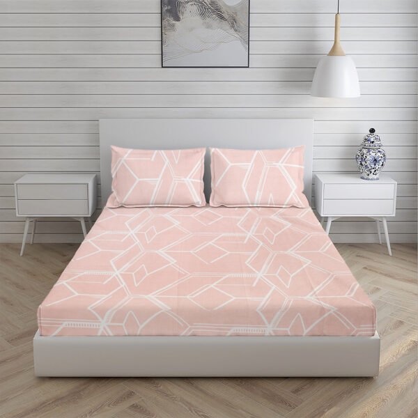 Home Stuff Since 1994 | 100% Cloud Cotton | 220 TC Premium Printed King Size Bedsheet for Double Bed with 2 Pillow Cover (Bed Sheet - 108 x 108 Inch) (Pillow Cover - 17 X 27 Inch) (Color - PEACH) - Image 3