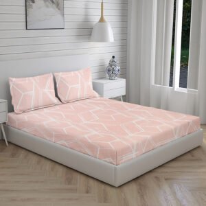 Home Stuff Since 1994 | 100% Cloud Cotton | 220 TC Premium Printed King Size Bedsheet for Double Bed with 2 Pillow Cover (Bed Sheet - 108 x 108 Inch) (Pillow Cover - 17 X 27 Inch) (Color - PEACH)