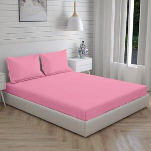 Home Stuff Since 1994| Double Bedsheet with 2 Pillow Covers, 300 TC Ultra Satin Premium Bedding Set, Aesthetic Home Décor, Gift for Couples, Wedding, Anniversary, Date Night - PINK