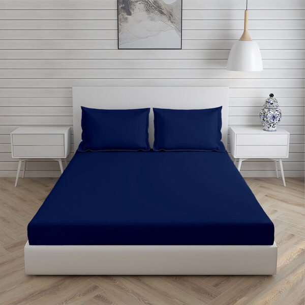 Home Stuff Since 1994| Double Bedsheet with 2 Pillow Covers, 300 TC Ultra Satin Premium Bedding Set, Aesthetic Home Décor, Gift for Couples, Wedding, Anniversary, Date Night - NAVY BLUE - Image 3