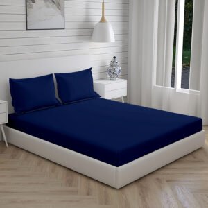 Home Stuff Since 1994| Double Bedsheet with 2 Pillow Covers, 300 TC Ultra Satin Premium Bedding Set, Aesthetic Home Décor, Gift for Couples, Wedding, Anniversary, Date Night - NAVY BLUE