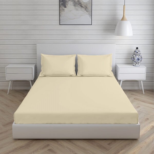 Home Stuff Since 1994| Double Bedsheet with 2 Pillow Covers, 300 TC Ultra Satin Premium Bedding Set, Aesthetic Home Décor, Gift for Couples, Wedding, Anniversary, Date Night - BEIGE - Image 3