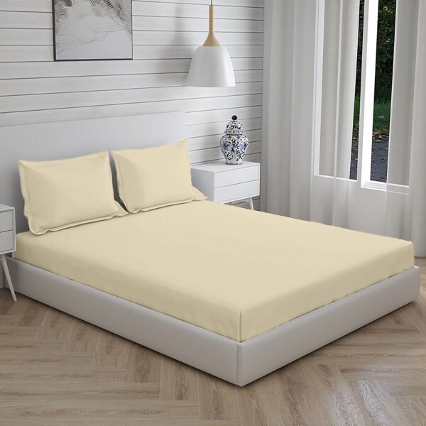 Home Stuff Since 1994| Double Bedsheet with 2 Pillow Covers, 300 TC Ultra Satin Premium Bedding Set, Aesthetic Home Décor, Gift for Couples, Wedding, Anniversary, Date Night - BEIGE