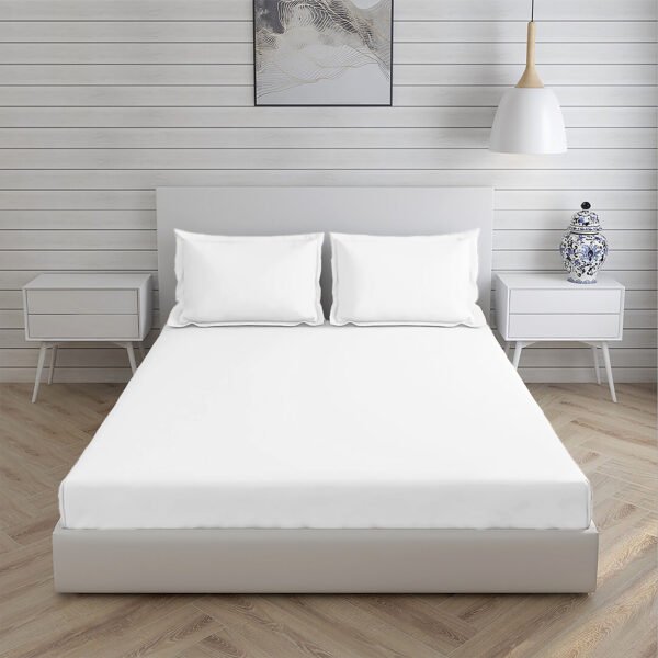 Home Stuff Since 1994| Double Bedsheet with 2 Pillow Covers, 300 TC Ultra Satin Premium Bedding Set, Aesthetic Home Décor, Gift for Couples, Wedding, Anniversary, Date Night - White - Image 3