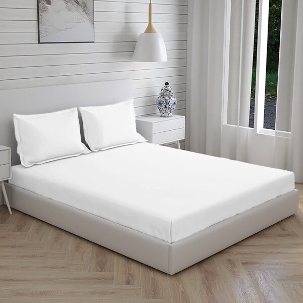 Home Stuff Since 1994| Double Bedsheet with 2 Pillow Covers, 300 TC Ultra Satin Premium Bedding Set, Aesthetic Home Décor, Gift for Couples, Wedding, Anniversary, Date Night - White